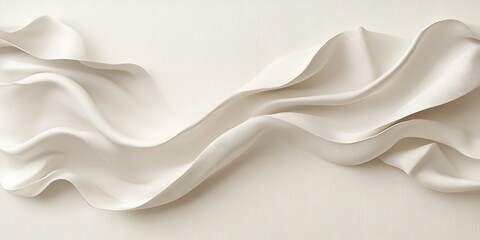 Fototapeta premium Abstract flowing white fabric, elegant curves and folds on a textured background.