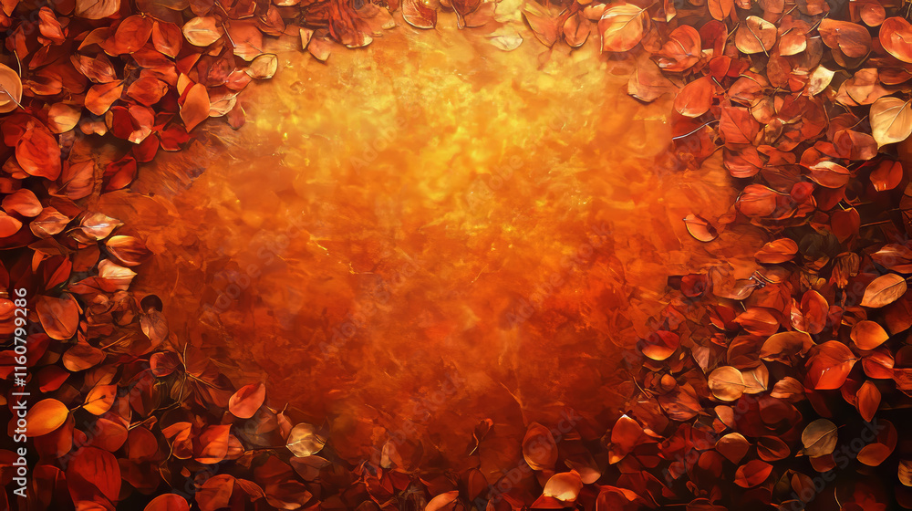 Poster autumn falling leaves background with blank border for seasonal design. rasterized version also avai