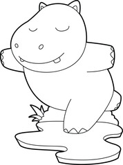 Hippo Yoga Fitness Gymnastics Animal Vector Graphic Art Illustration