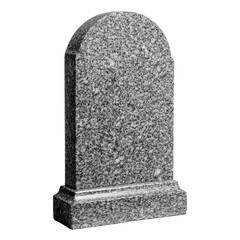 Gray Granite Tombstone with Smooth Curved Top on Isolated Background
