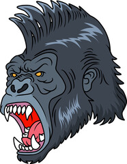  angry gorilla head vector illustration isolated on white background