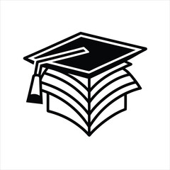 Knowledge and Achievement Graduation Cap and Book Illustration