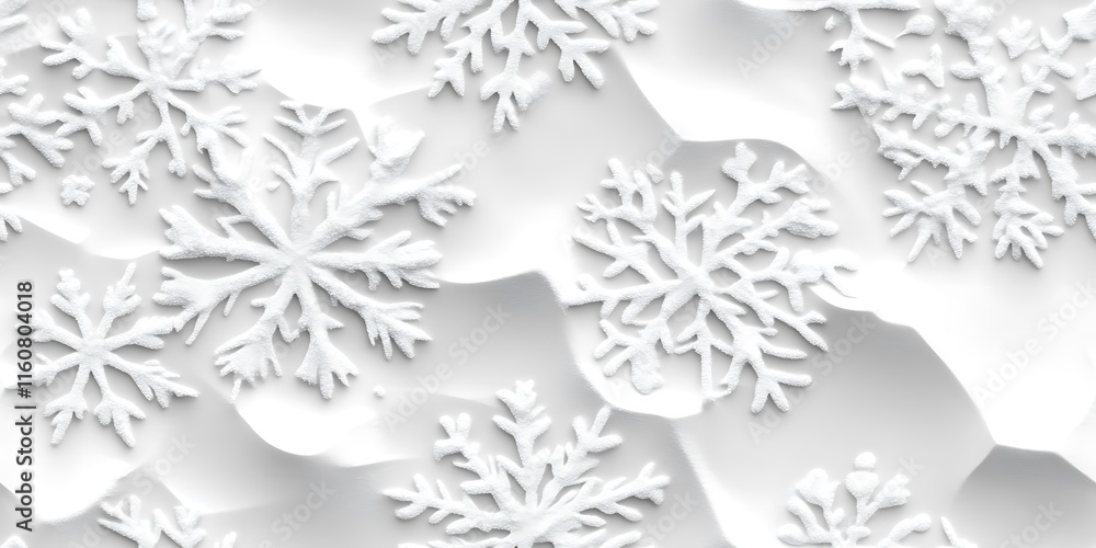 Poster beautiful seamless repeat pattern of intricate snowflakes on a smooth white background