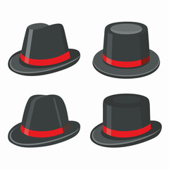 Classic Fedora Hat Logo Vector Set.