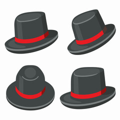 Classic Fedora Hat Logo Vector Set.