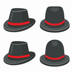 Classic Fedora Hat Logo Vector Set.