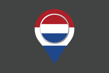 Obraz premium Netherlands flag with location sign, Flag of Netherlands national country symbol illustration Vector, Rectangle Netherlands flag illustration, Flat vector illustration 