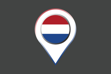 Obraz premium Netherlands flag with location sign, Flag of Netherlands national country symbol illustration Vector, Rectangle Netherlands flag illustration, Flat vector illustration 