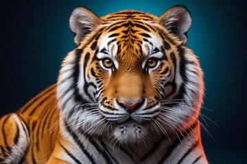 Fototapeta premium there is a tiger that is laying down on the ground