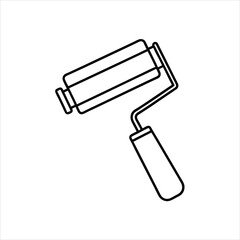  Paint Roller Outline Vector Icon on White Background