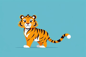 cartoon tiger standing on a blue background
