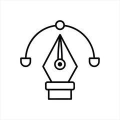  Pen Tool Icon with Bezier Curve Vector Sign on White Background