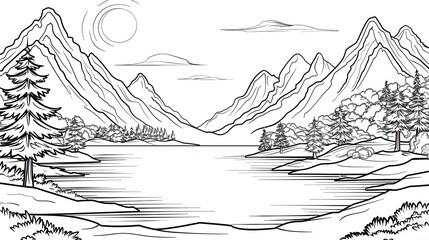 Mountains and trees, a lake in the middle of them