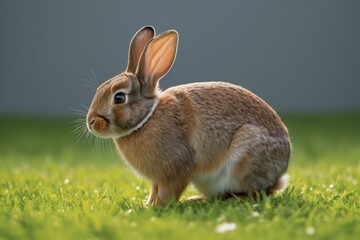 Fototapeta premium there is a rabbit that is sitting in the grass