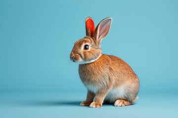 Obraz premium there is a rabbit with a red feather on its head