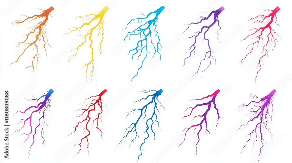 Poster lightning icons and symbols set isolated on white background. jpeg version also available in gallery