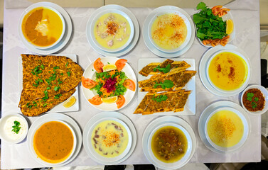 Kiymali pide. Turkish pide with minced meat. Turkish pizza mince pita Pide on white background. Etli ekmek. Kusbasi kasarli, kiymali kasarli, kiymali yumurtali, Bafra, Trabzon, Kusbasili pide.