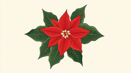 Poinsettia flowers isolated icon for Christmas or New Year greeting card design. Vector realistic poinsettia plant with star flower and leaf for Xmas winter holiday decoration