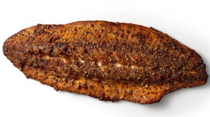Smoked fish fillet with pepper seasoning.