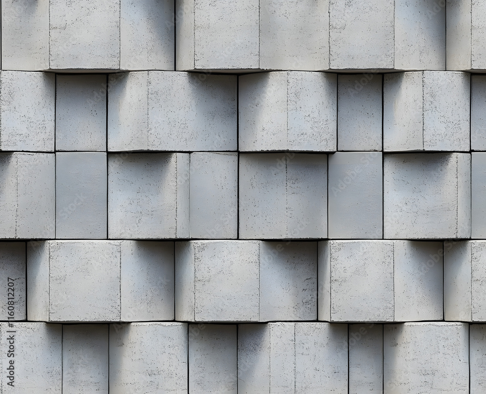 Poster wall made with concrete blocks - seamless pattern concept useful for renderings applications