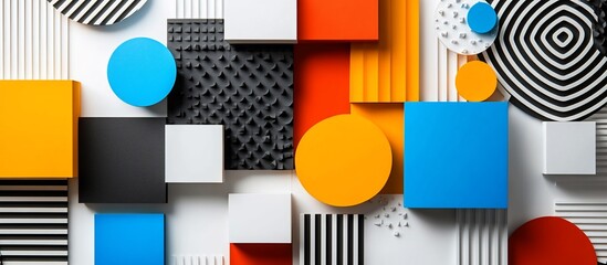 Obraz premium Abstract Geometric Composition: Vibrant Colors and Shapes