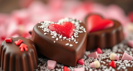 Heart shaped chocolates. Lovely valentine day. 