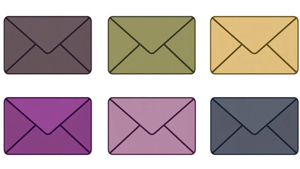 Six Colorful Envelope Icons