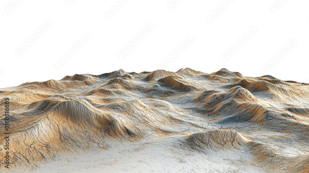 Poster a textured, abstract landscape resembling hills or dunes, creating a sense of depth and dimensionali