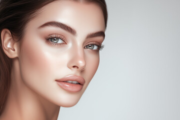 Fototapeta premium Beautiful skin woman face, healthy beauty skincare for adverstising. Generative Ai.