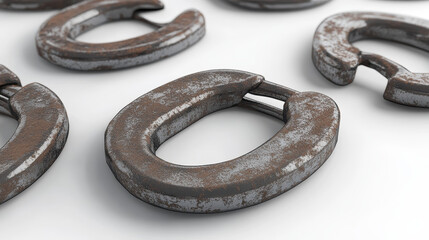 Lucky  steel horseshoes set isolated on white background, such as idea of logo
