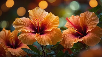 Bright Orange Hibiscus Flowers Radiating Summer Vibes
