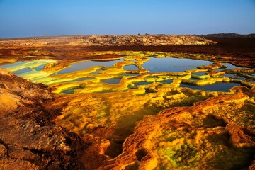 Volcanic activity and Sulphur lake at Dallol in the Ethiopia Danakil depression