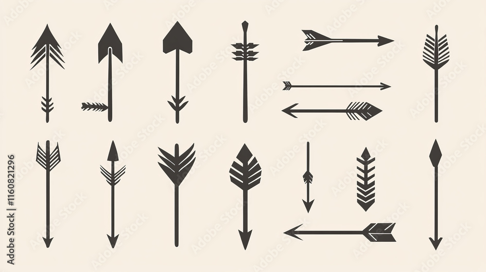 Fototapete set of arrow icons isolated on white for web design. jpeg version is also available
