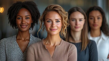 Fototapeta premium Group portrait of confident businesswomen in an office, representing teamwork and leadership