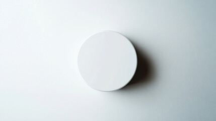 Minimalist circular object mounted on a white wall in a contemporary space