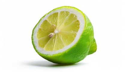 Whole Lemon Isolated on White Background with  Hue for Freshness and Vibrancy