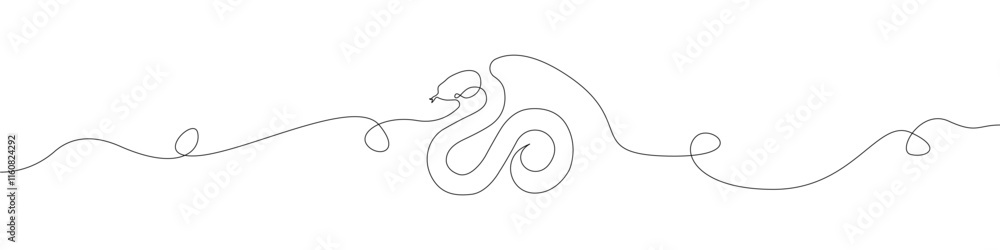 Poster snake icon line continuous drawing vector. one line snake icon vector background. snake icon. contin