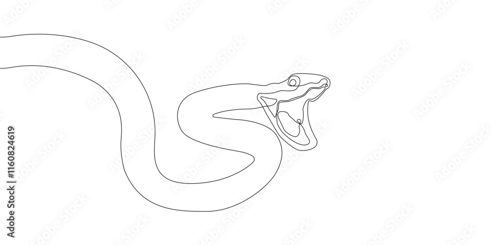 Poster snake icon line continuous drawing vector. one line snake icon vector background. snake icon. contin