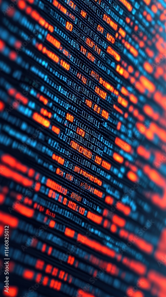 Poster data privacy issues revealed through binary code visualization tech environment infographic style di