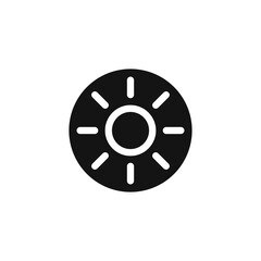Fototapeta premium Black sun. Abstract sun in black circle. Vector icon of solar energy. Sun rays. Ecology logo. Alternative energy. Vector illustration.