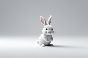 Obraz premium arafed white rabbit sitting on its hind legs with a gray background