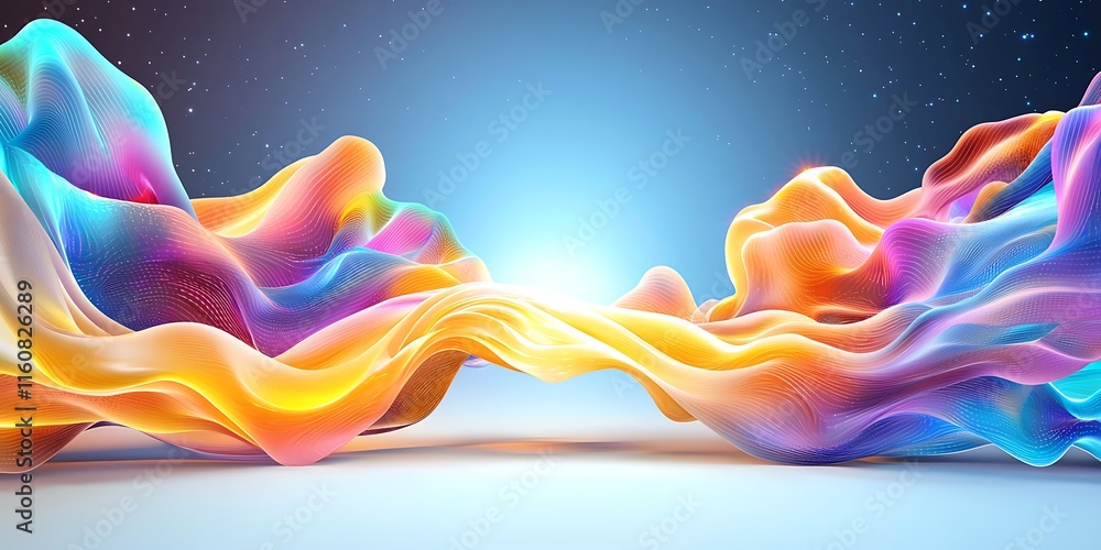 Poster abstract depiction of adaptive ai technology representing innovation and evolution in a vibrant colo