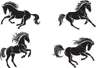 Horse silhouette vector EPS SET