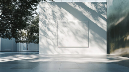 Obraz premium Modern art display space with natural light and shadows in an urban setting