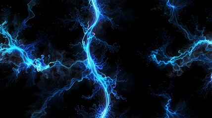 Abstract glowing blue plasma on black background. Fusion concept