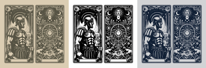 ancient hero spartan playing card tattoo design