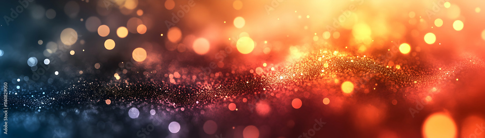 Poster sparkling shimmer, abstract festive background with glowing lights and glittering particles, creatin