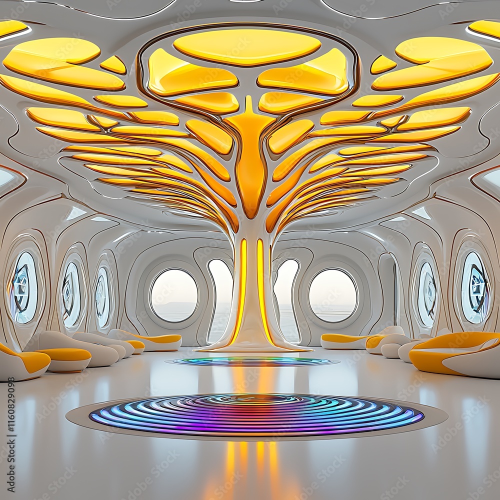 Poster futuristic ai perception hub featuring glowing elements and dynamic design, exemplifying advanced te
