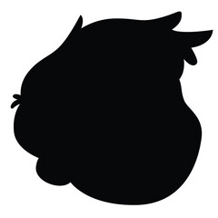 Cute cartoon hand drawn vector boy face icon silhouette.