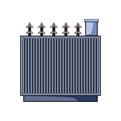 power electrical transformer cartoon. efficiency winding, insulation phase, frequency impedance power electrical transformer sign. isolated symbol vector illustration
